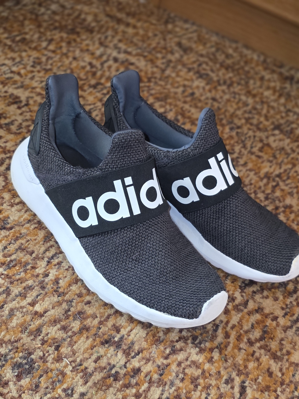 Adidas Kids Slip-On Black Knit Athletic Shoes